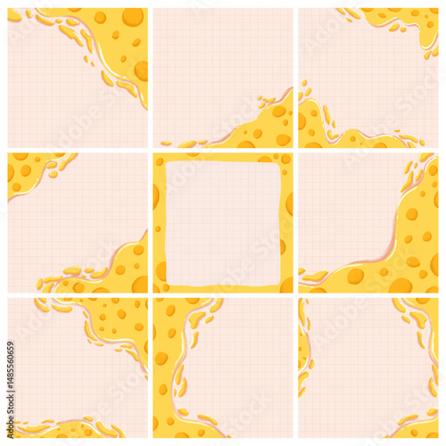 Grid Notepad Template with Cheese Theme Set
