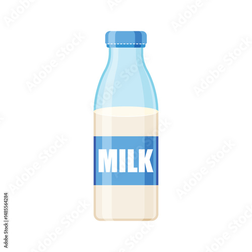Milk bottle icon in flat style. Dairy product vector illustration on isolated background. Milky liquid sign business concept.