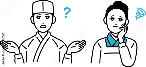 男女の和食料理人のアバターセット