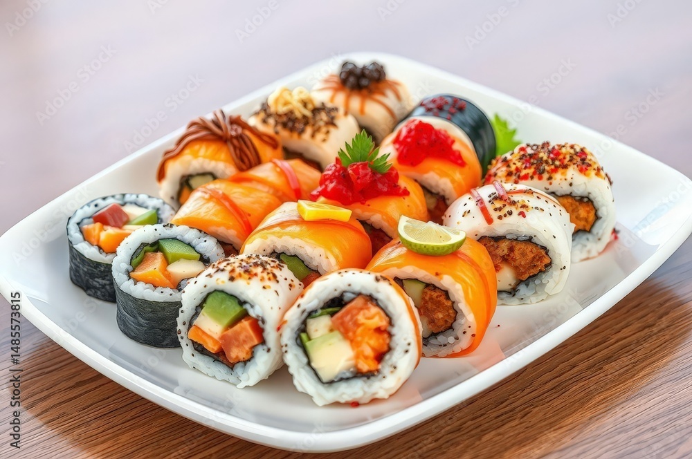 Vibrant Japanese Sushi Plate Vibrant Japanese Sushi Plate