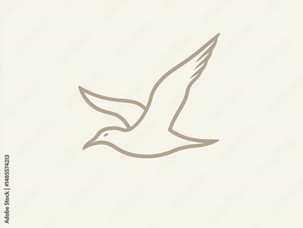 Obraz premium Flying Seagull Line Art