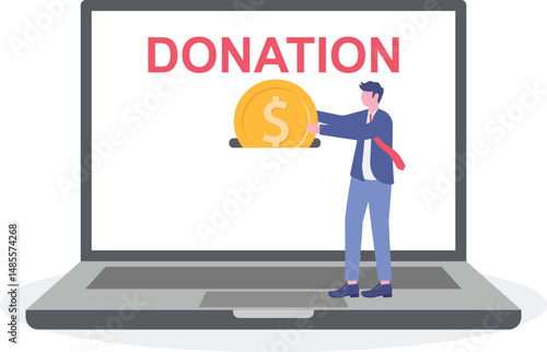 Charity donation, donate online with care to help and support people, giving money or volunteer,

