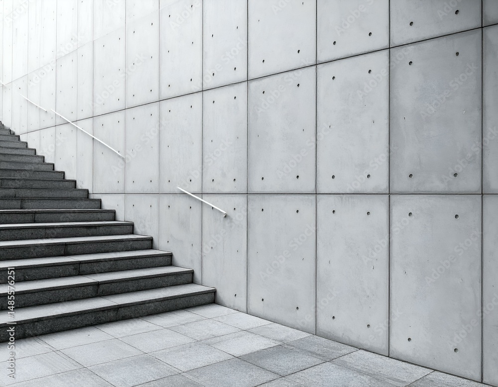 Modern concrete stairs and wall. Minimalist architecture background. Perfect for design or architectural projects. Modern concrete stairs and wall. Minimalist architecture background. Perfect for design or architectural projects.