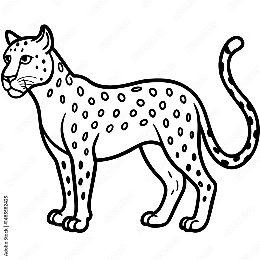 Fototapeta premium Sapphire Leopard Outline Vector