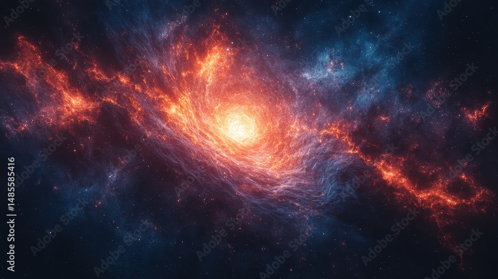 Fototapeta premium Cosmic nebula swirl of vibrant fire and ice.
