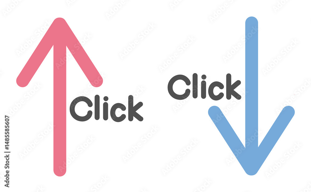 Fototapeta premium 上下の矢印とClickの文字(セット)