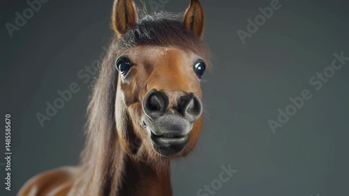 Funny Horse with Open Mouth, Showing Teeth