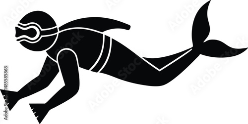 scuba diving vector icon.