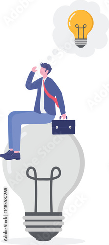 focus on new ideas, concentration or contemplation, skeptical or rational concept.flat design with people.


