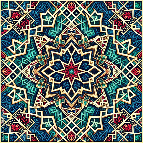 Islamic Geometric Art Ornament - Intricate Tessellation Pattern Design
