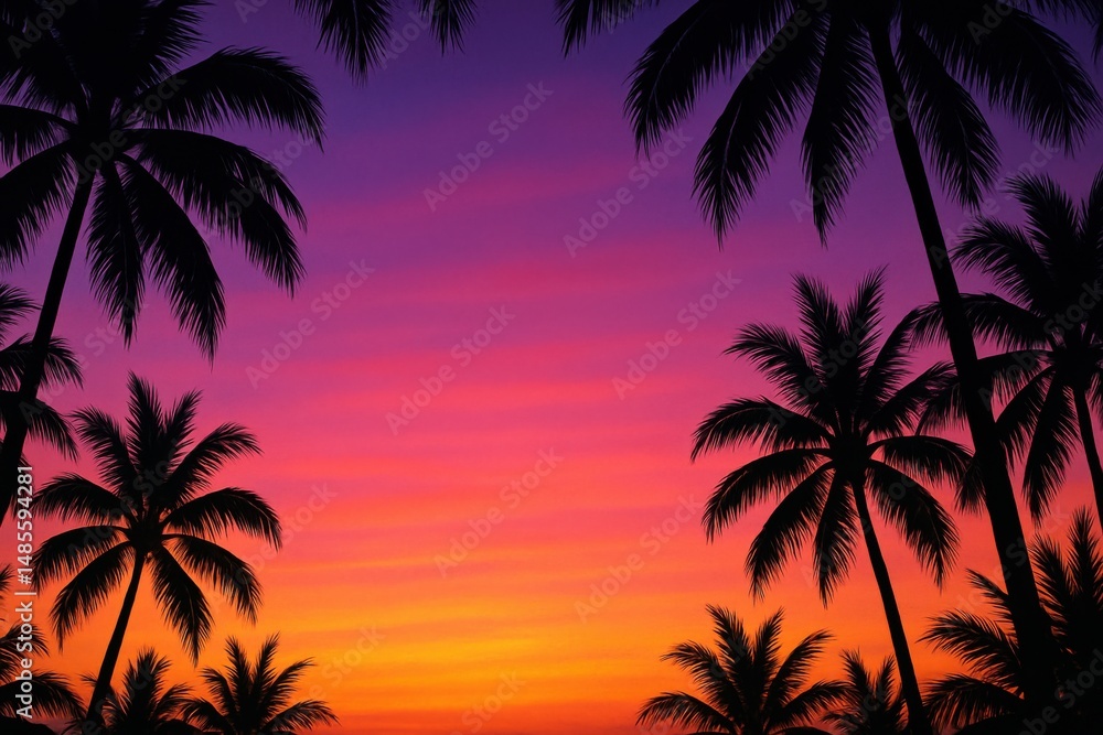 Palm Tree Silhouettes at Sunset Palm Tree Silhouettes at Sunset