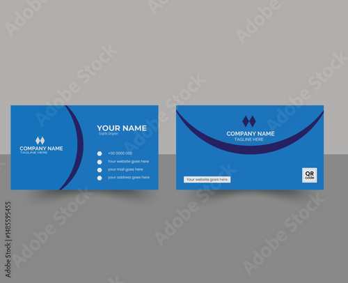 Business card design template, Clean professional business card template, visiting card, business card template.Blue modern creative business card and name card,horizontal simple clean template 