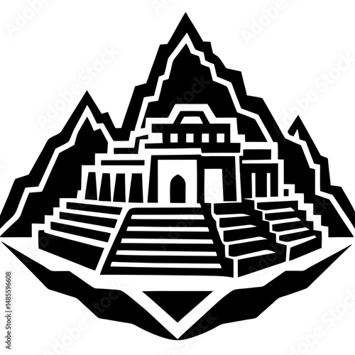 Machu picchu mountain silhouette vector illustration