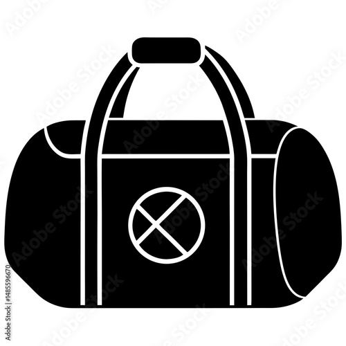 Black duffel bag icon with a crossed-out symbol