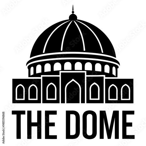 Dome of the rock complex silhouette vector illustration