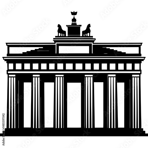 Brandenburg gate black silhouette vector illustration