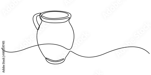clay pot continuous line drawing, One line drawing of ancient Greek clay vase, isolated on white background, Clay pot, Water Pot-line art, single line art, continuous line art, vector art.