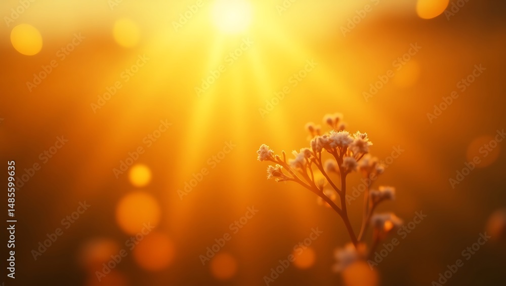 Golden Hour Sunlight Illuminating Delicate Wildflower Golden Hour Sunlight Illuminating Delicate Wildflower