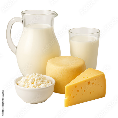 milk and cheese isolated on transparent or white background png