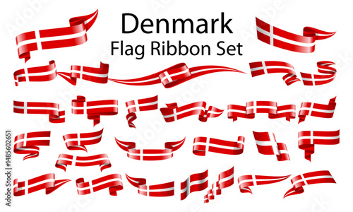 Denmark ribbon flag set