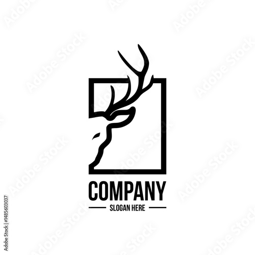 minimalist deer head company abstract logo design