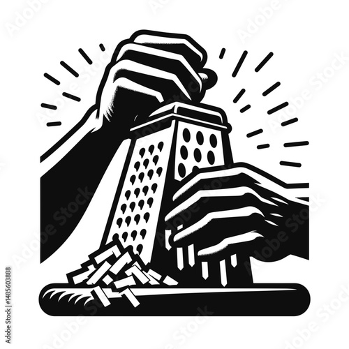 Black and White Grater Illustration Grating Food