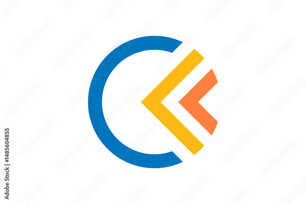 Abstract Circular Logo Design Blue, Orange, and Yellow Arrows Abstract Circular Logo Design Blue, Orange, and Yellow Arrows