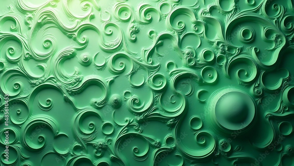 Abstract Green Swirl Pattern Intricate 3D Design Background