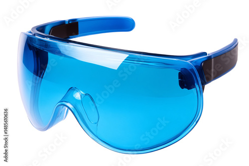 a blue safety goggles