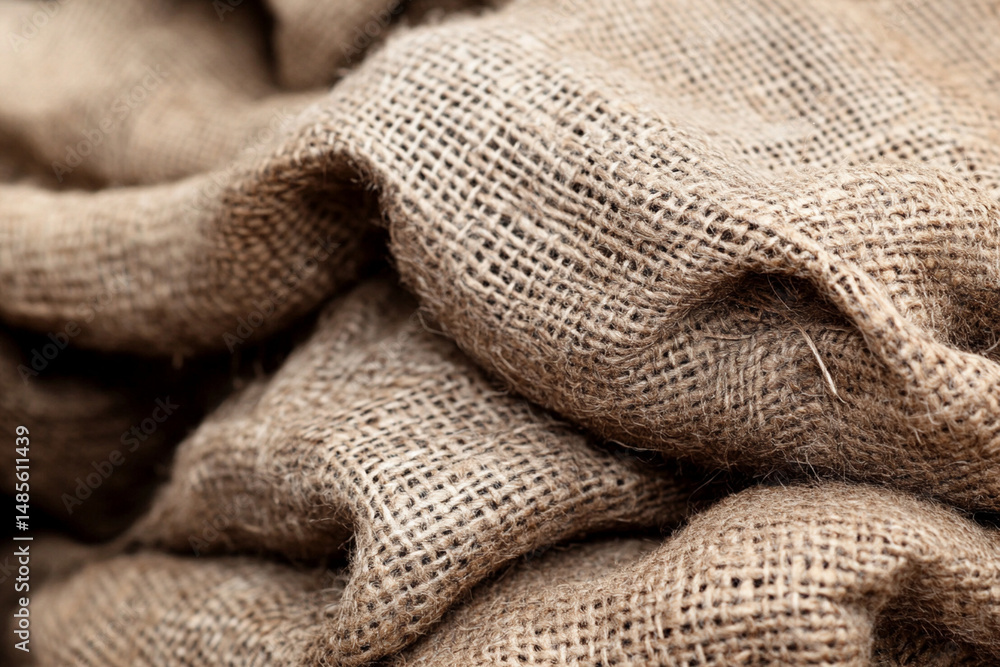 Burlap sacks showcasing the texture and weave of jute fabric in natural light Burlap sacks showcasing the texture and weave of jute fabric in natural light