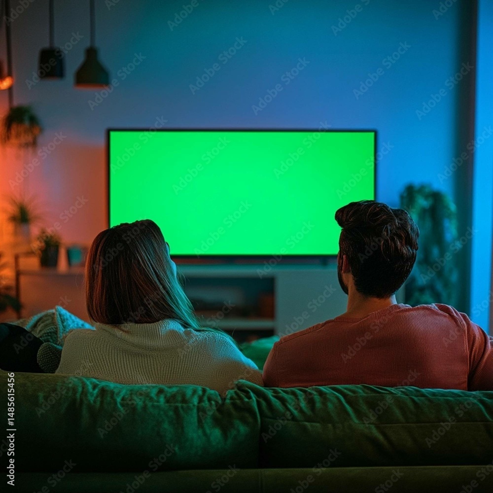 Naklejka premium man watching tv