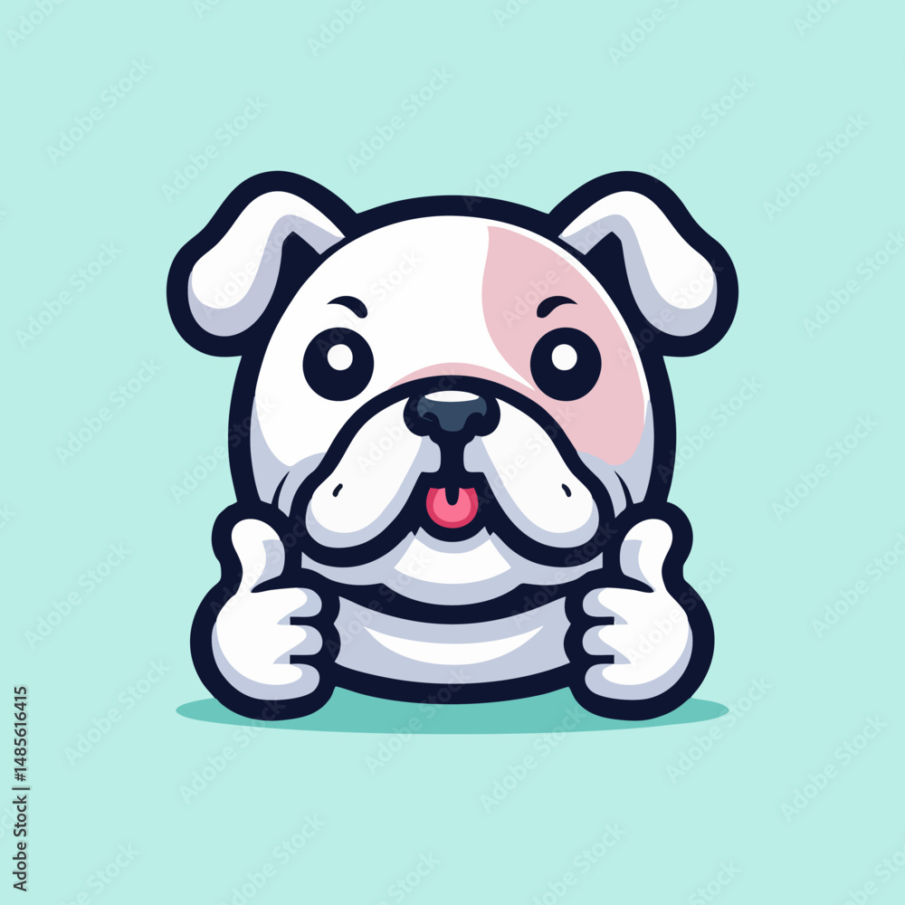 Fototapeta premium Strong Muscular Bulldog Mascot Character Illustration in Cartoon Vector Style for Sports Team Identity Emblem Logo Design with Angry Face Expression and Fierce Look for Branding and Promotion