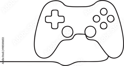 Video Game Controller Line Icon in Minimalist Style