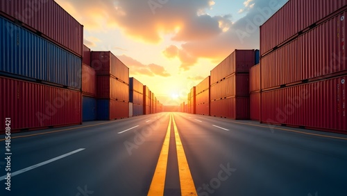 Wallpaper Mural Shipping containers logistics cargo freight transport global trade port Torontodigital.ca