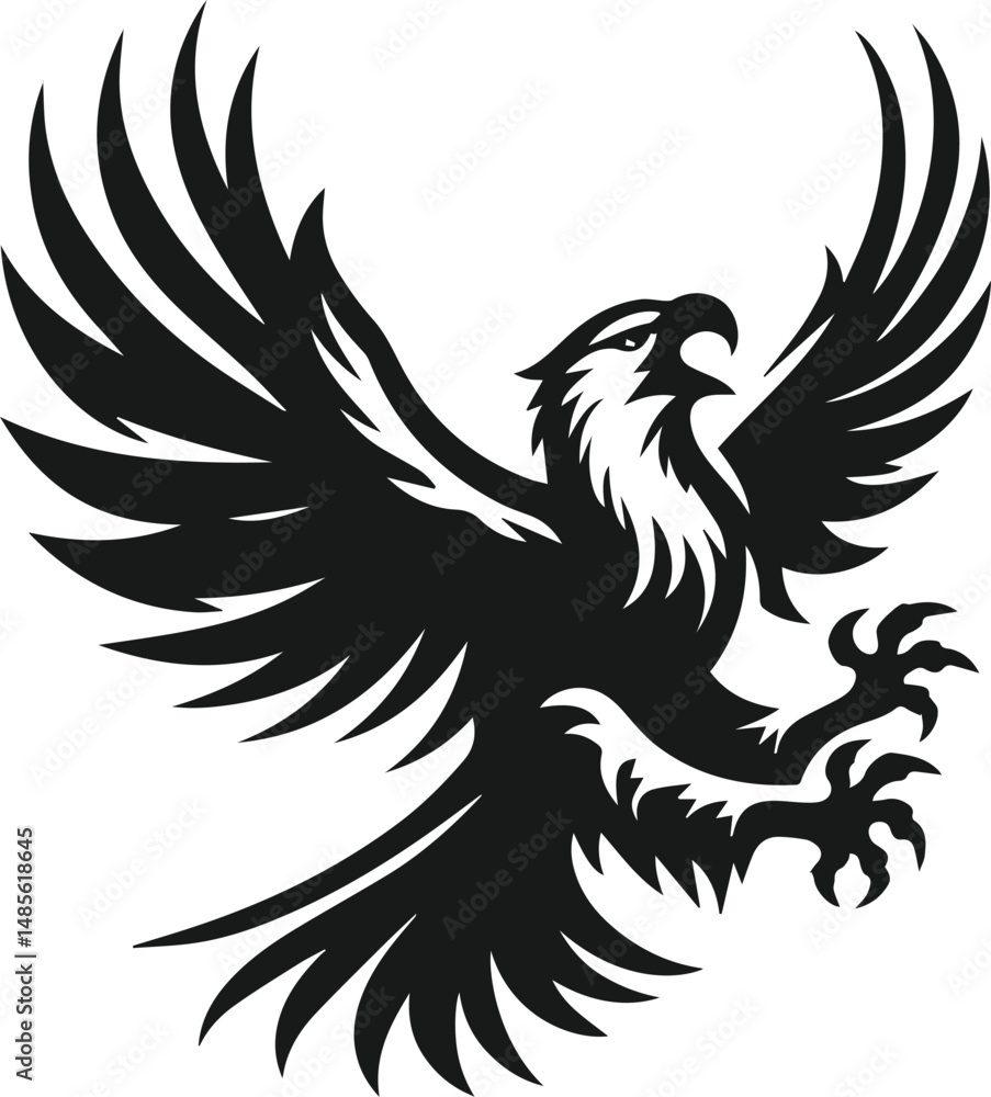 Fototapeta premium Silhouette of a black eagle vector drawing
