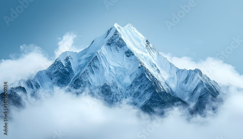 Wallpaper Mural A snow-covered mountain peak rises majestically above clouds, creating a sense of height, purity, and natural beauty Torontodigital.ca