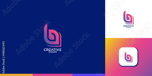 letter b molecule abstract logo vector design