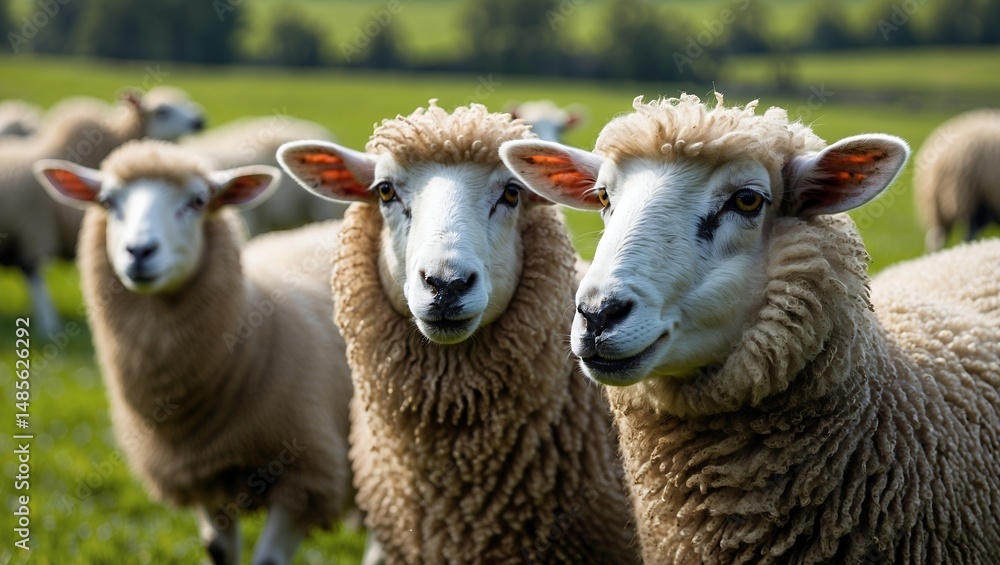 Captivating closeup of sheep grazing in lush pasture Captivating closeup of sheep grazing in lush pasture