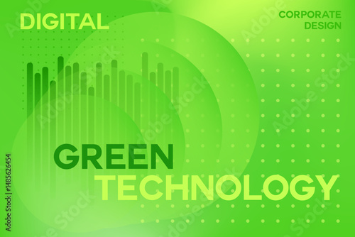Abstract eco green sustainability technology gradient background with copy space. Digital blurred gradient texture with round geometric shape, dotted texture for corporate presentation, banner, poster