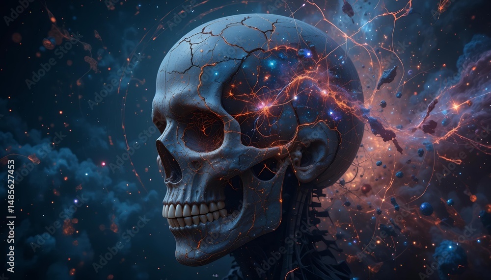 Cosmic galaxy human skull with stars and nebula Cosmic galaxy human skull with stars and nebula