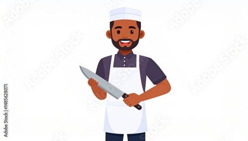 Smiling Chef Holding Knife Portrait