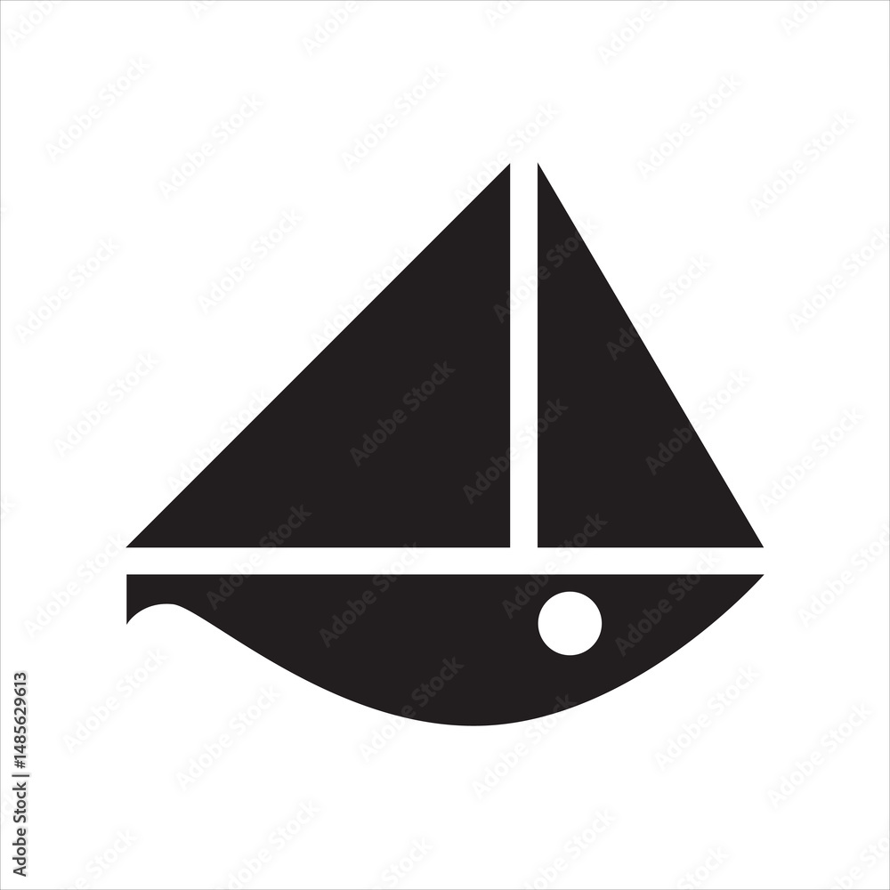 Fototapeta premium Logo boat combine with a fish and the flag in vector .