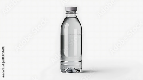 Transparent water bottle with screw-top lid.