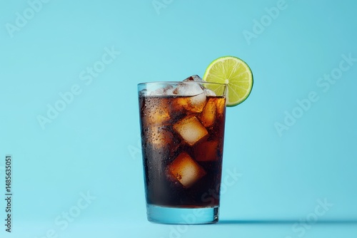 Cold cola drink with lime and ice (1)