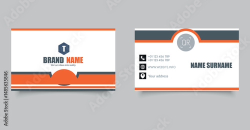 Modern Minimalist Business Card Template. Includes front and back sides with editable name, title, contact details, website.