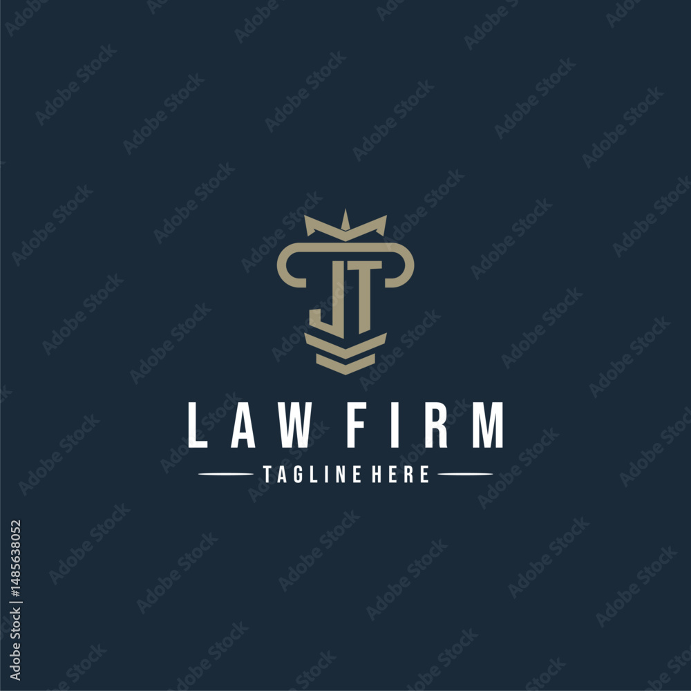JT initial monogram logo law firm with pillar design JT initial monogram logo law firm with pillar design
