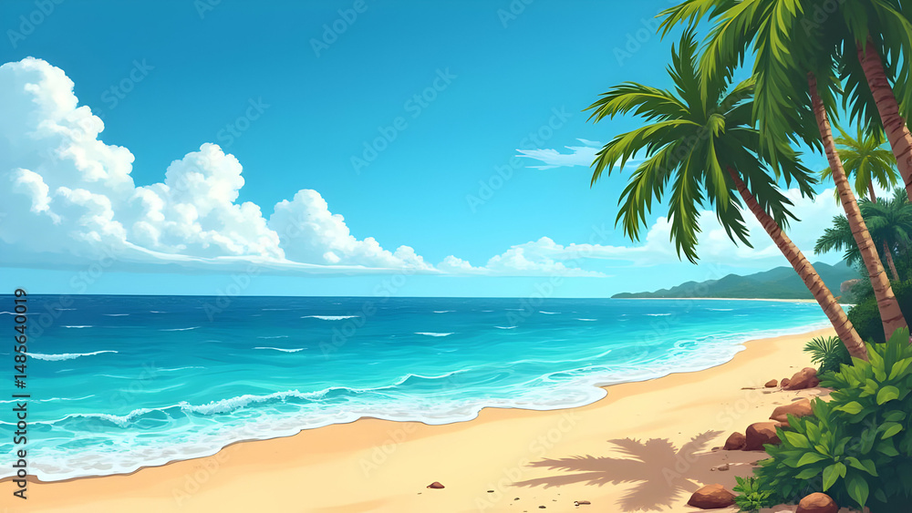 tropical beach with palm trees tropical beach with palm trees