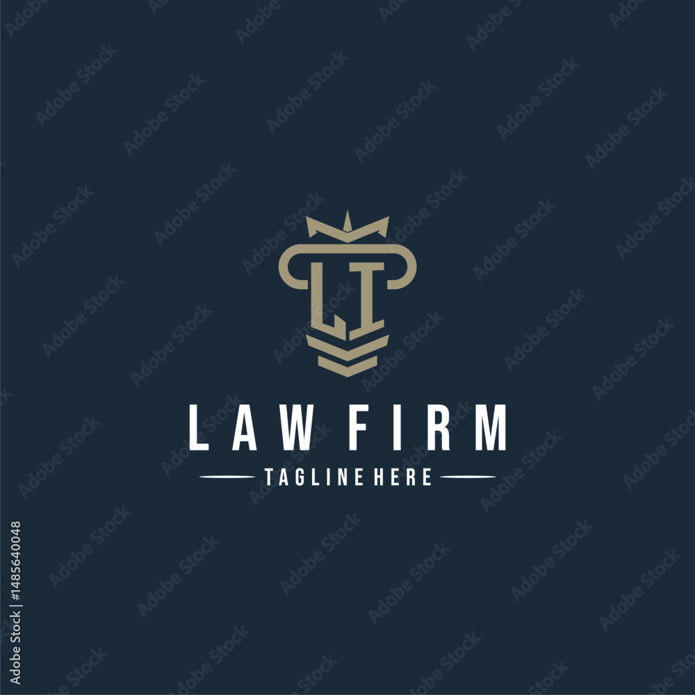 LI initial monogram logo law firm with pillar design LI initial monogram logo law firm with pillar design