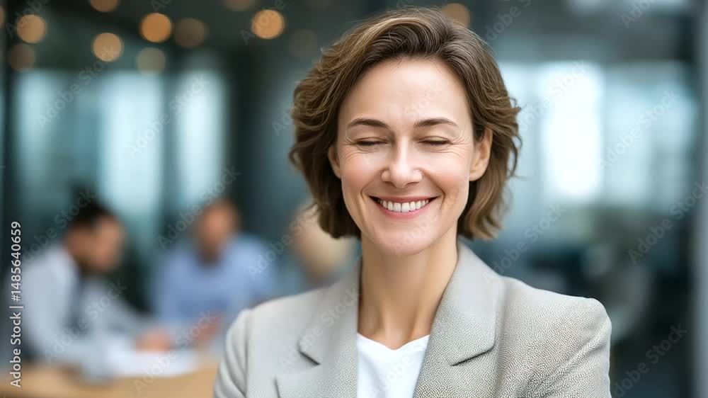 Dynamic businesswoman steering a team meeting in a contemporary office setting. Dynamic businesswoman steering a team meeting in a contemporary office setting.