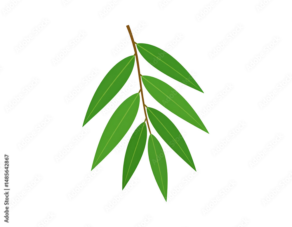 Fototapeta premium A sprig with several vibrant green leaves attached to a reddish-brown stem